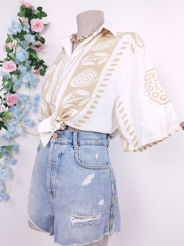 [V-BLU-001] Blusa Vintage 90s Estampada Fluida