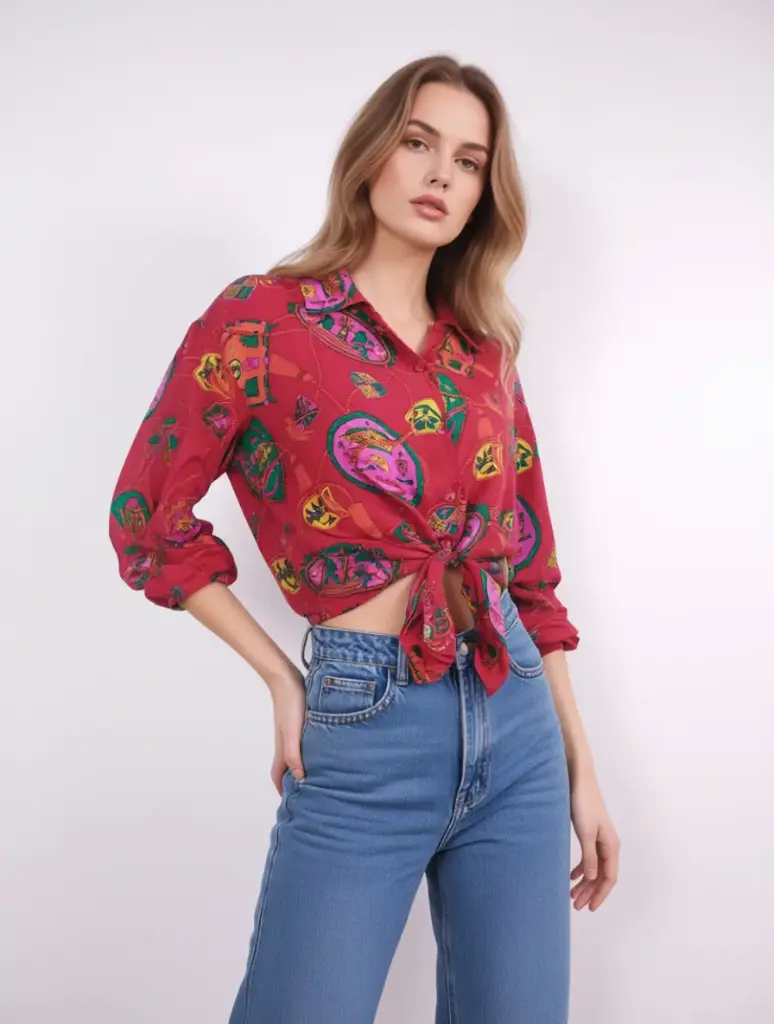 [V-BLU-003] Blusa Vintage Estampado Paisley 90s