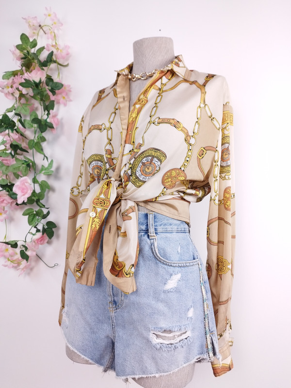 [V-BLU-004] Blusa Vintage Estampado Barroco 90s Made in Italy