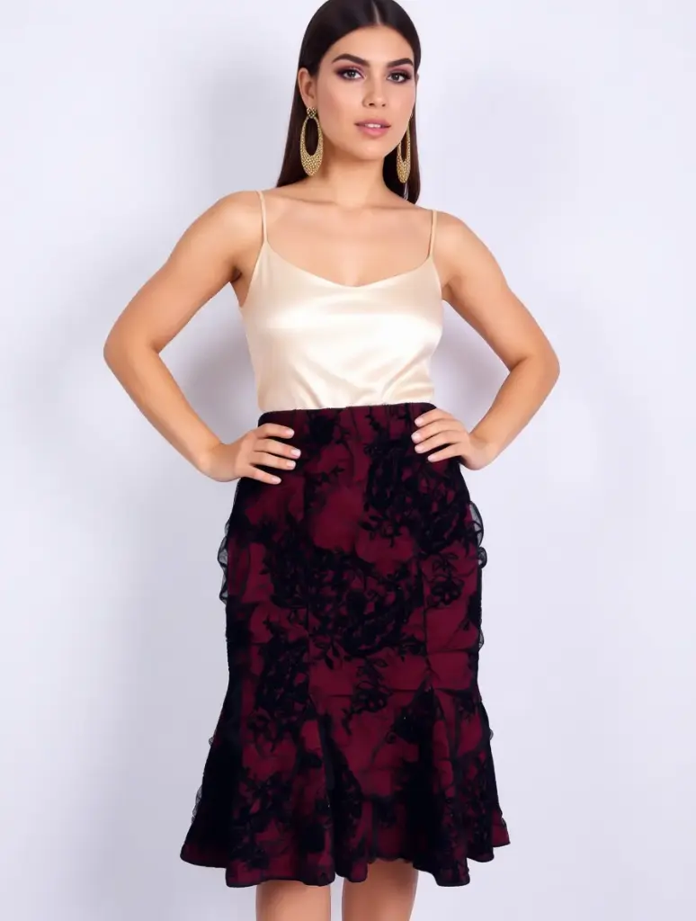 [V-FAL-002] Falda Vintage Fiesta Tul Fruncido Elastico