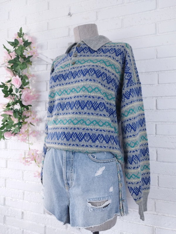 [V-JER-001] Jersey Vintage Made in Italy Jacquard 80s