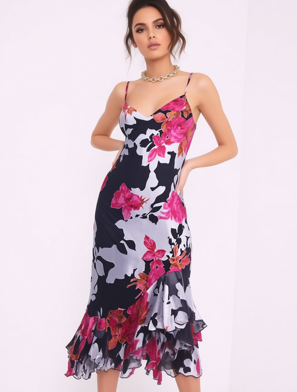 [V-VEST-012] Vestido Vintage Lencero Floral Fiesta