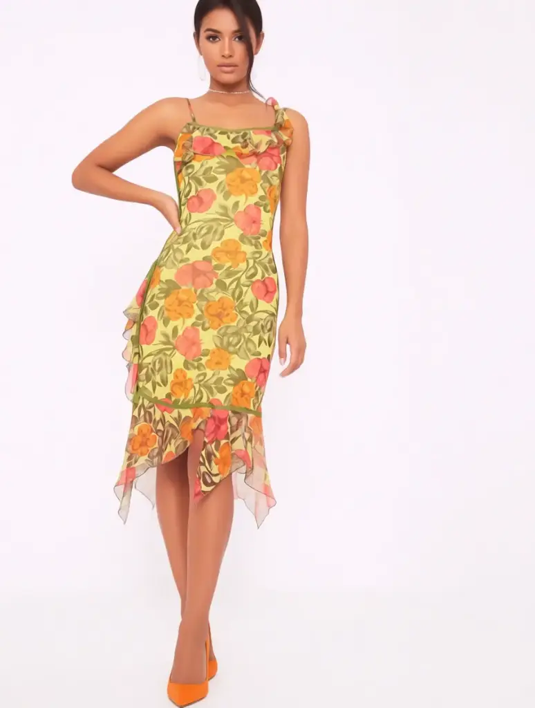 [V-VEST-001] Vestido 90s Lencero floral Volantes