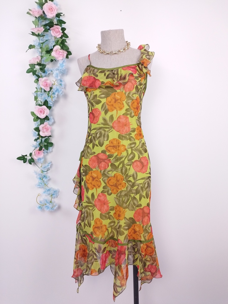 [V-VEST-001] Vestido 90s Lencero floral Volantes