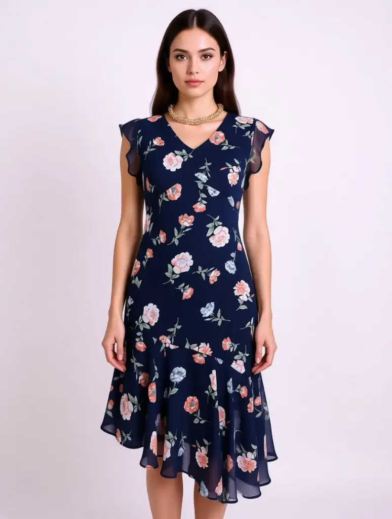 [V-VEST-003] Vestido Vintage 90s Asimétrico floral