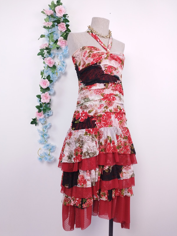 [V-VEST-010] Vestido Vintage Encaje Floral Y2K Hombros Descubiertos